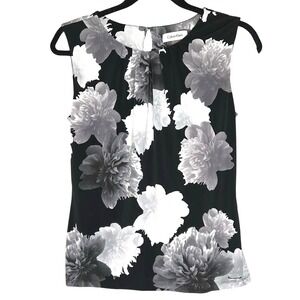 Calvin Klein Sleeveless Blouse- Small-‎ stretchy, gray black, dressy, summer